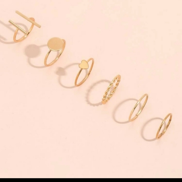 6 Piece Goldtone Trendy Ring Set - Picture 2 of 4